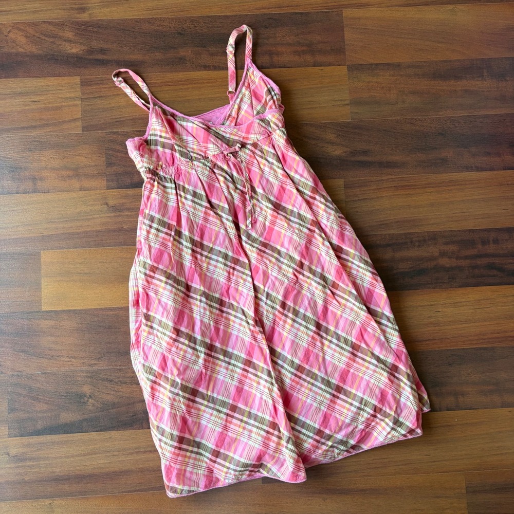 Y2K‎ GapKids Girls Pink Plaid Cotton Sundress Adjustable Straps Size M 8-9